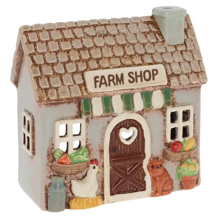 Casetta Farm Shop in Ceramica Porta Tealight 15 cm – Village Pottery