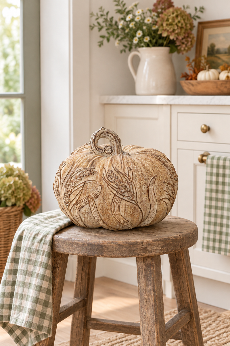 Zucca decorativa autunnale marrone 19 x H14 cm