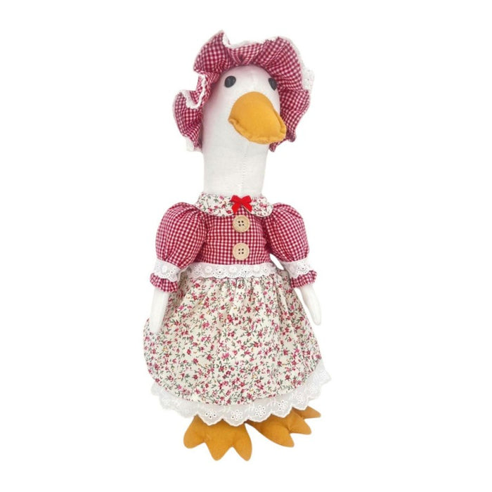 Fermaporta Papera in Stoffa Shabby Chic con Grembiule Floreale
