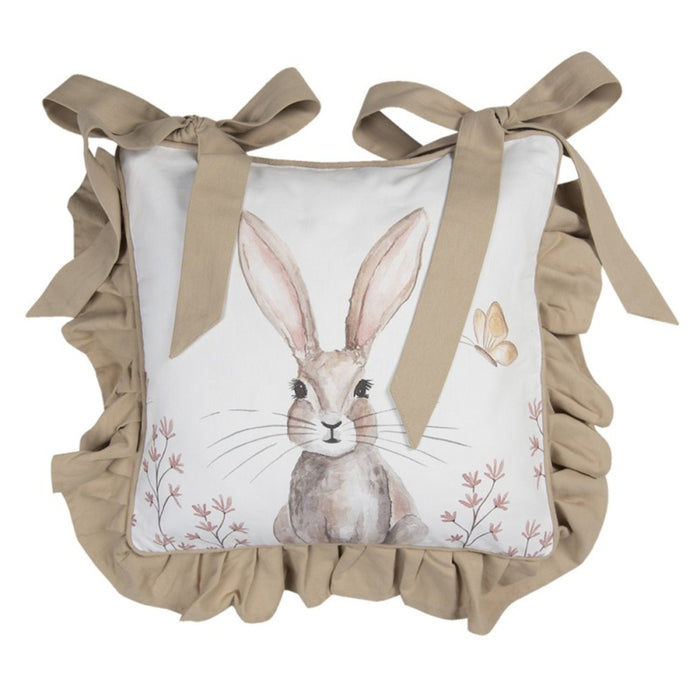 Federa cuscino per sedia con balza in cotone motivo coniglio -Rustic bunny