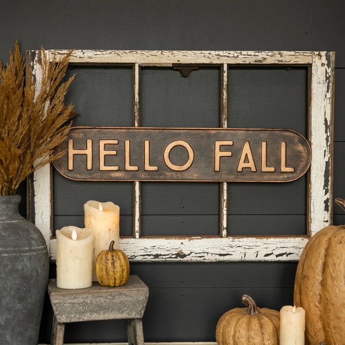 Hello Fall Metal Sign