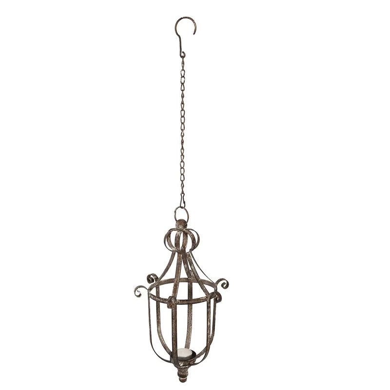 Lanterna Rustica da Appendere in Metallo con Catena 64 cm