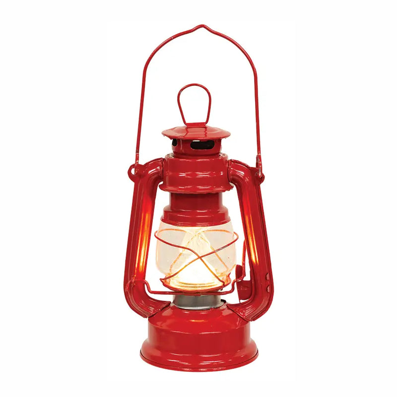 Lanterna Vintage Rossa in Metallo a Batteria