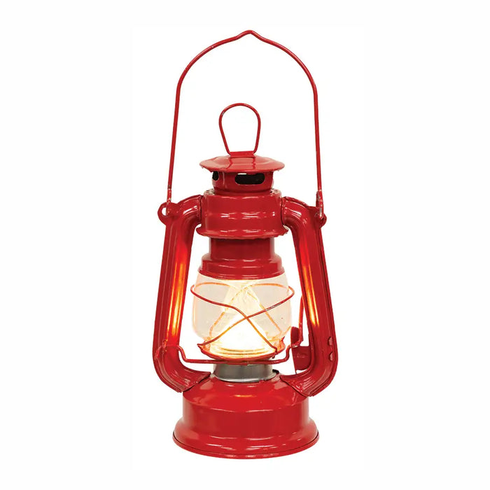 Lanterna Vintage Rossa in Metallo a Batteria