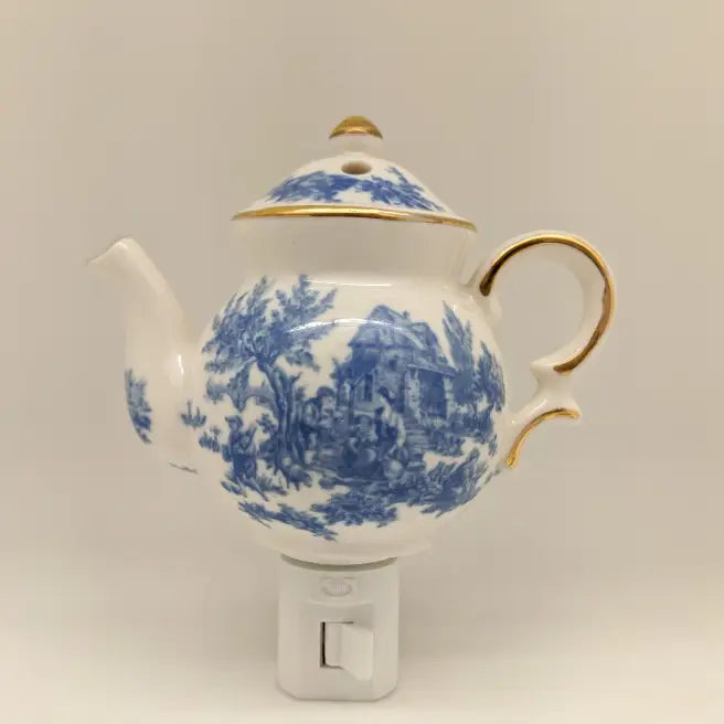 Lampada notturna Teiera in porcellana blu Toile