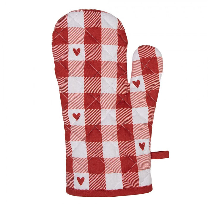 Oven glove with checks and hearts - Clayre &amp; Eef