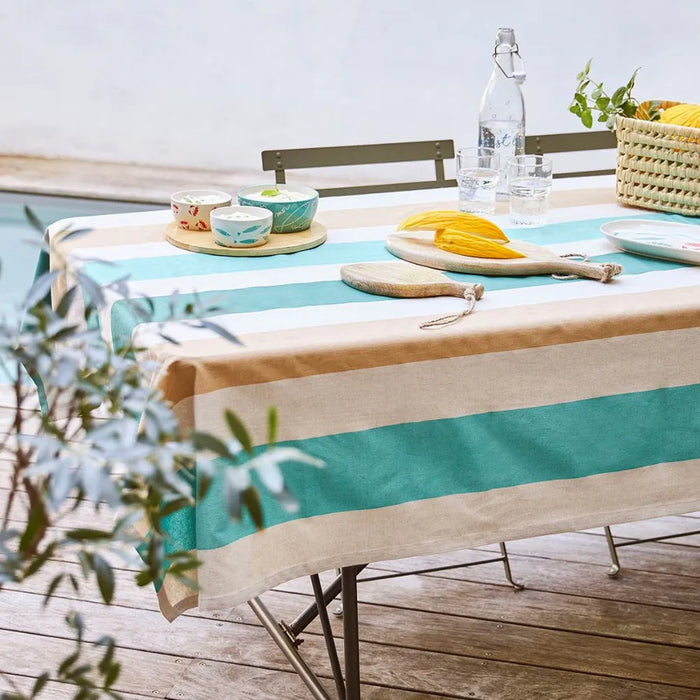 Nappe en coton turquoise 250x145 cm - Eté A La Mer 