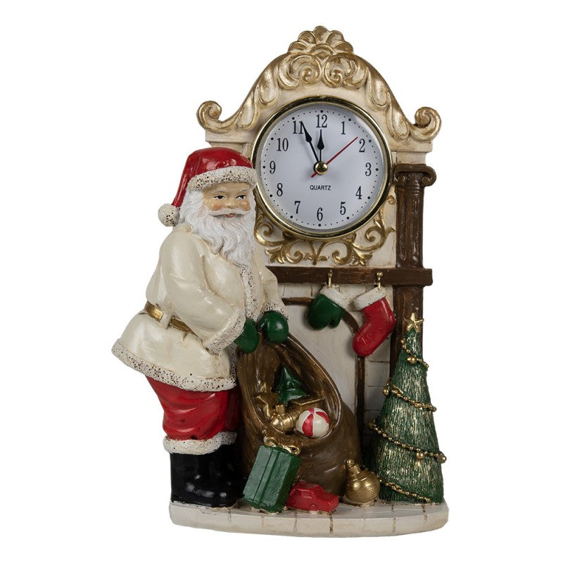 Babbo Natale decorativo con orologio beige 15x7x H22 cm