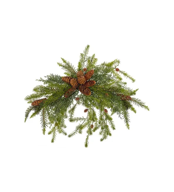 Ramo decorativo natalizio verde con pigne 60 x 45 cm - Mr Plant