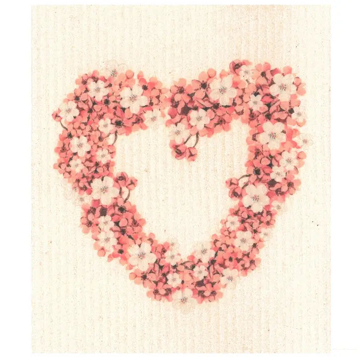 Panno Svedese Cuore Floreale Biodegradabile 20x17 cm