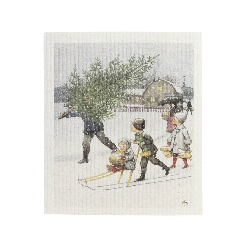 Panno Svedese Natalizio Bambini sulla Neve Stromshaga – 17×20 cm