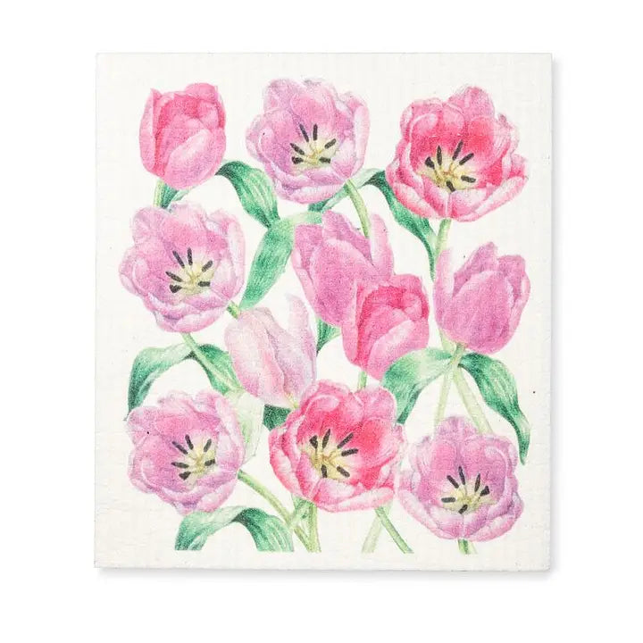 Panno Svedese con Tulipani Rosa