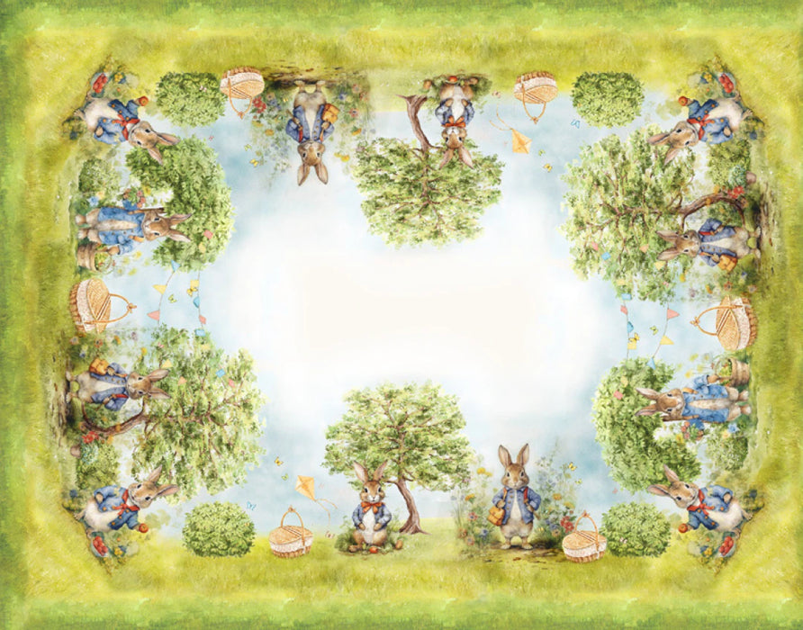 Easter Digital Cotton Tablecloth with Picnic Bunny 