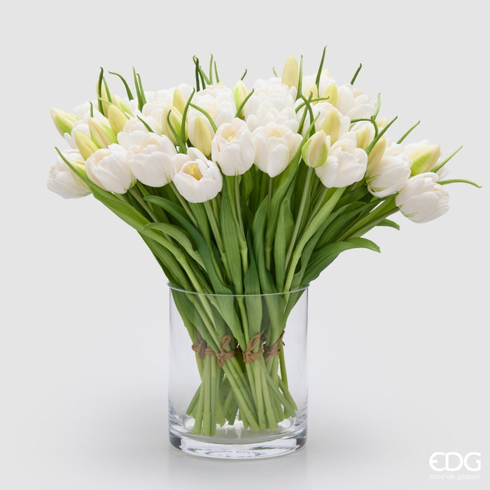 Bouquet di tulipani Bianchi 4 pezzi con bocciolo, altezza 40 cm Edg