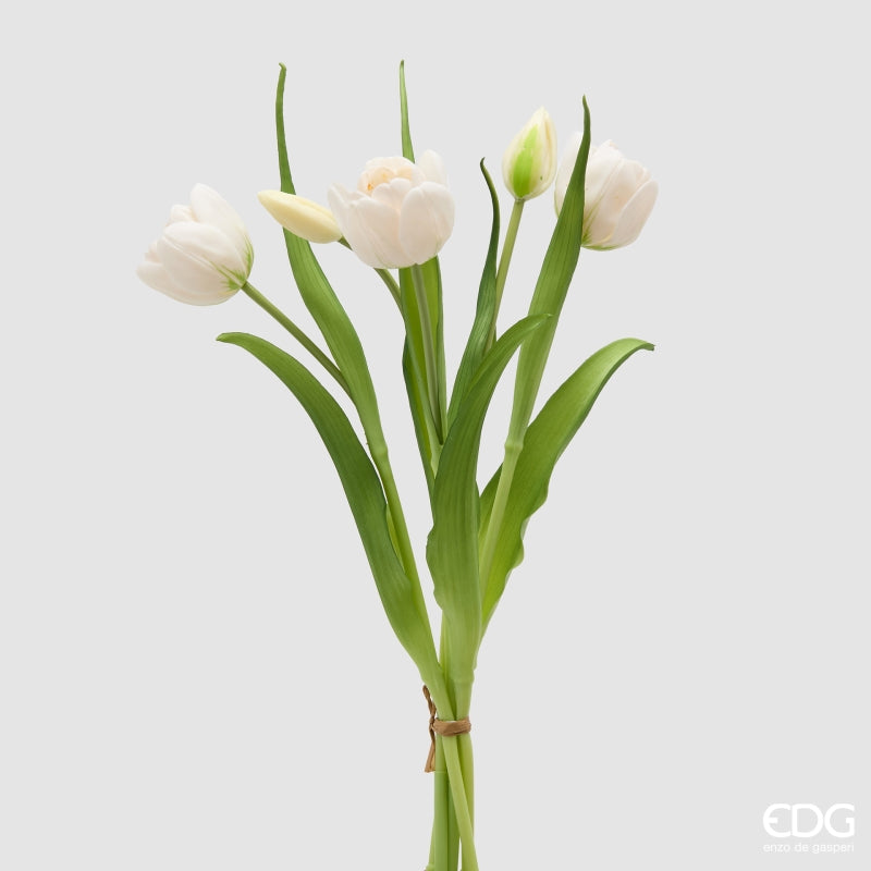 Bouquet di tulipani Bianchi 4 pezzi con bocciolo, altezza 40 cm Edg