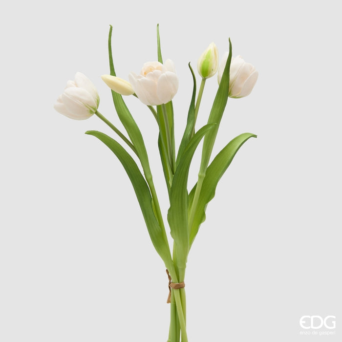 Bouquet di tulipani Bianchi 4 pezzi con bocciolo, altezza 40 cm Edg