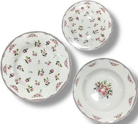 Set di 18 Piatti In Porcellana Shabby Rose