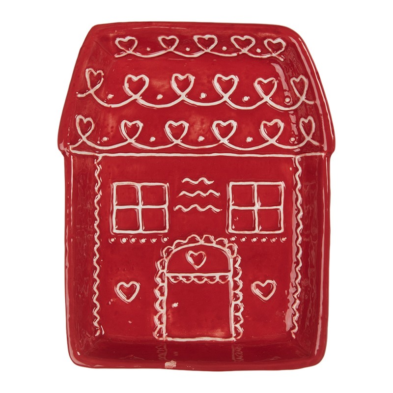 Piatto Natalizio Casetta Rosso 19x16 cm – Clayre & Eef