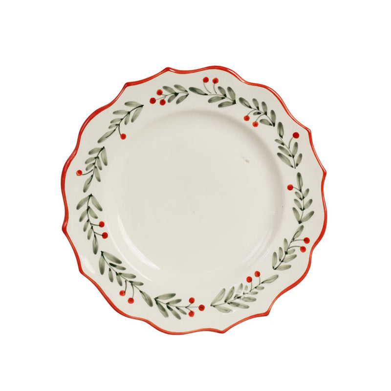 Piatto  Natalizio Dipinto a Mano in Ceramica Strömshaga – Ø 21,5 cm
