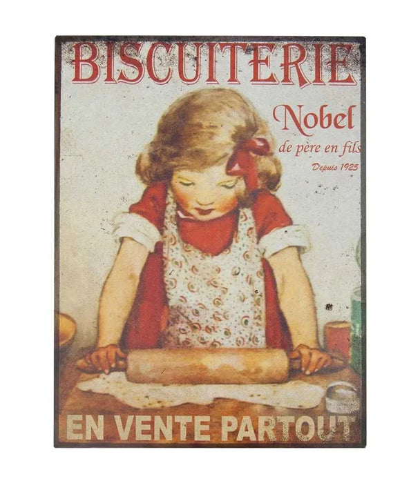 Targa in ferro vintage Biscuiterie nobel