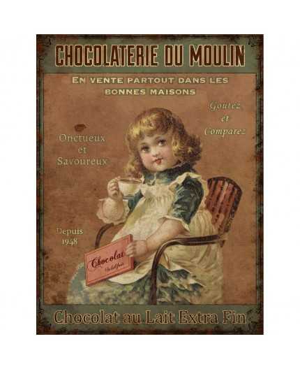 Targa in metallo Chocololaterie du moulin -Antic line