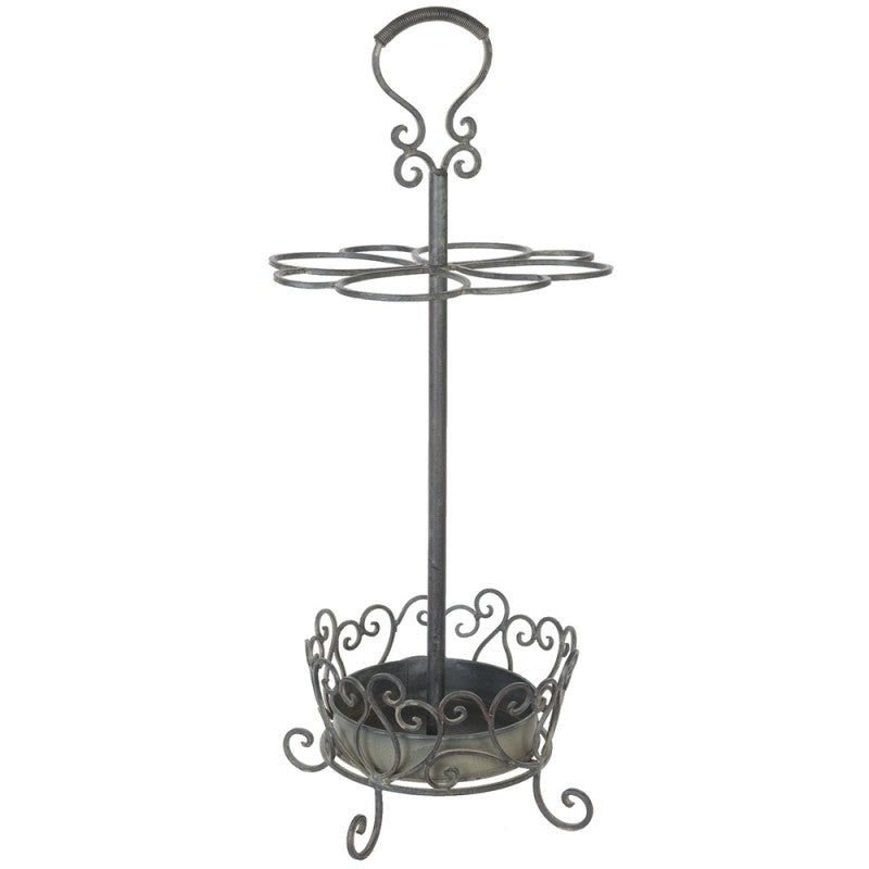 Portaombrelli Vintage in Ferro Ø30x68 cm Marrone con Riccioli | Clayre & Eef