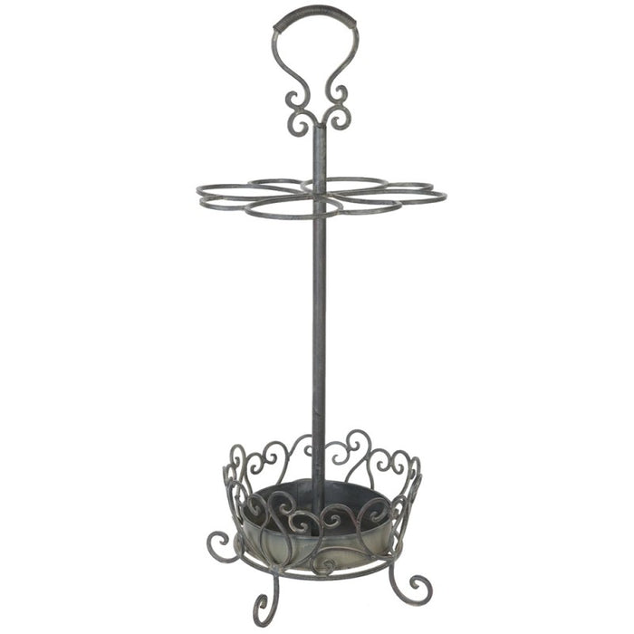Portaombrelli Vintage in Ferro Ø30x68 cm Marrone con Riccioli | Clayre & Eef