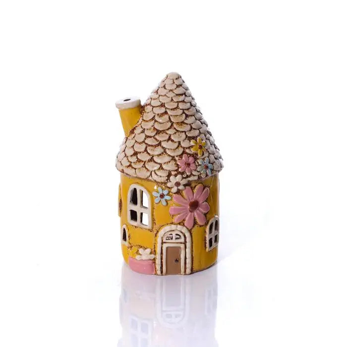 Casetta Portacandela Cottage Tonda in Gres 19 cm