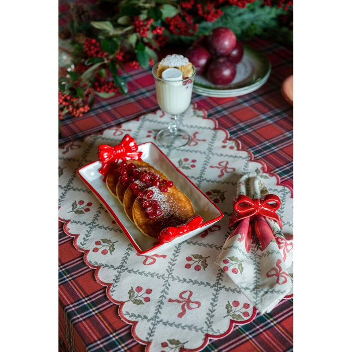 Portatovagliolo a forma di fiocco rosso in ceramica Blanc Maricò