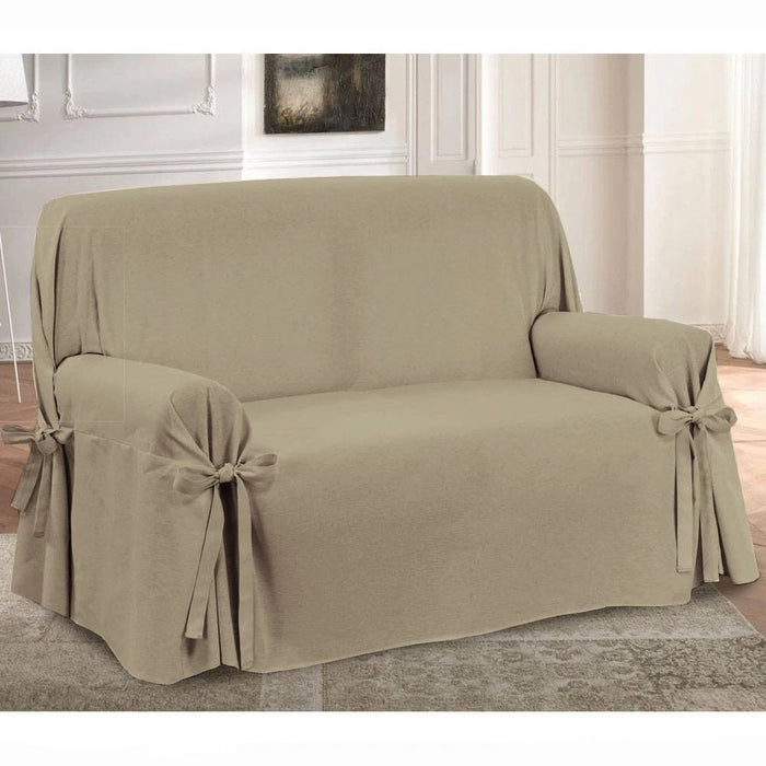 Copripoltrona 1 posto con Fiocchi in Tessuto Panama Beige