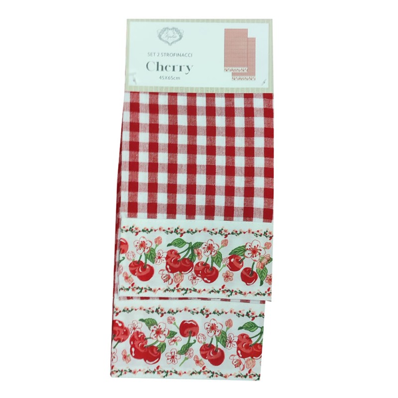 Set 2 Strofinacci Cherry Sophie in Cotone 45x65 cm