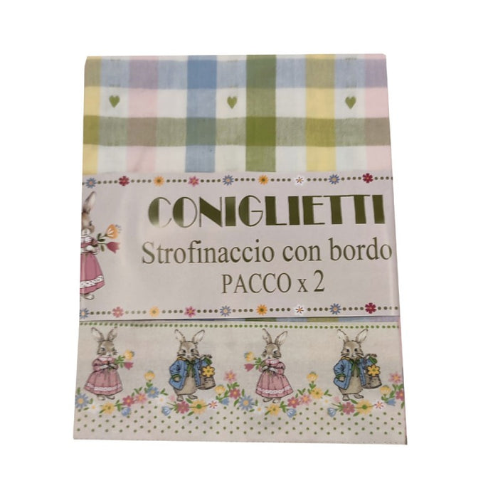 Set 2 strofinacci con bordo Coniglietti