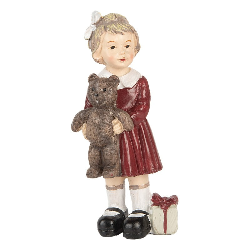 Statuina Natalizia Bambina con Orsetto H 13 cm Clayre & Eef