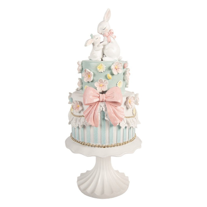 Torta decorativa con coniglietti in resina 20x45 cm – Clayre & Eef