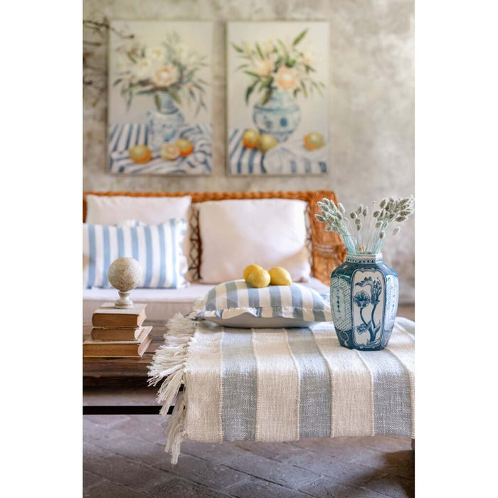 Tappeto a Righe con Nappe 60x90 cm Righe di Sole Blanc Mariclò