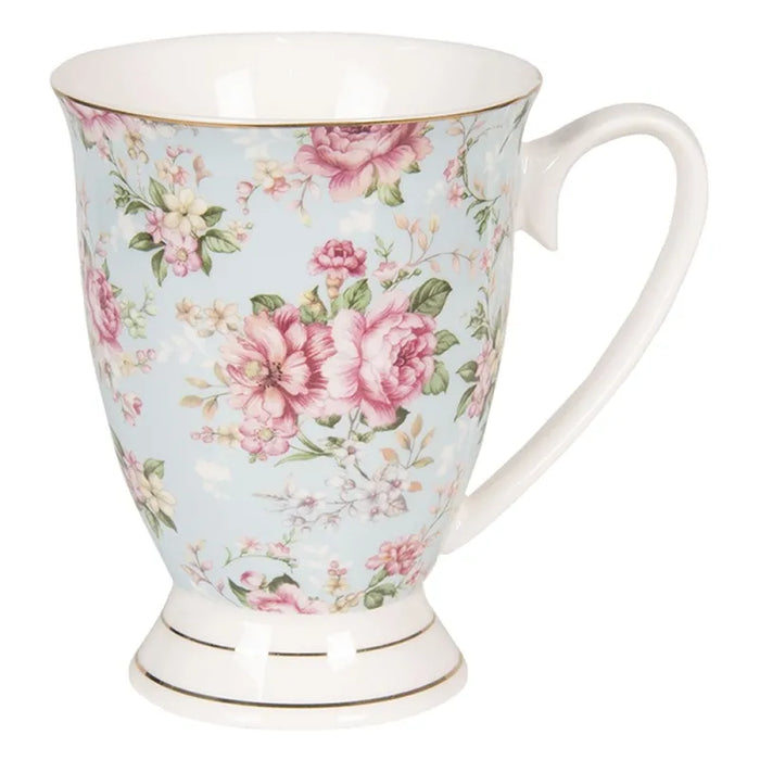 Elegant porcelain mug with blue floral motif - Clayre &amp; eef