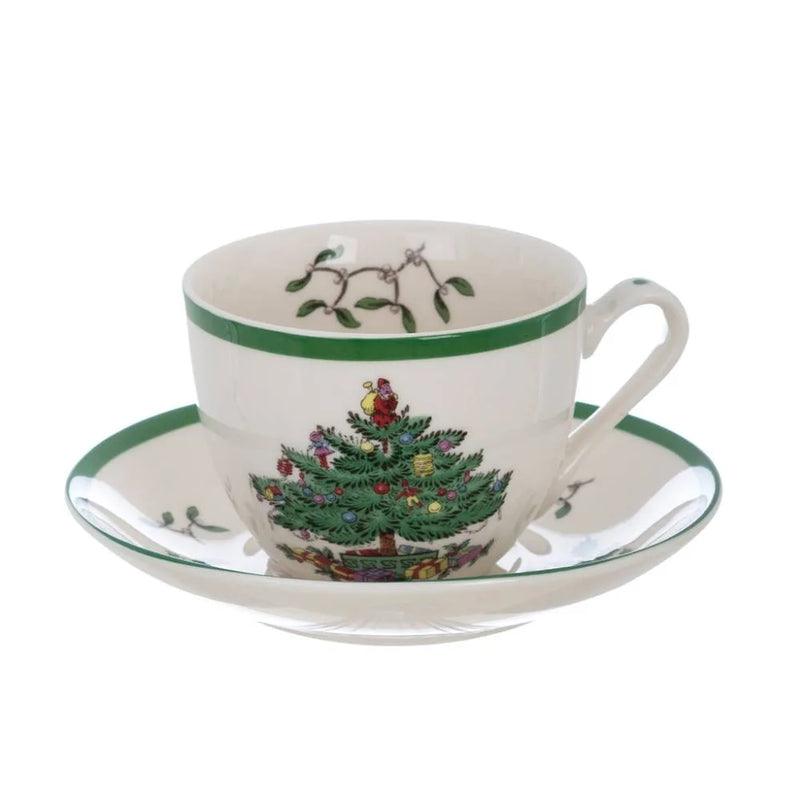 Tazza da Tè con Piattino Abies Natalis 14×7 cm Blanc Mariclò