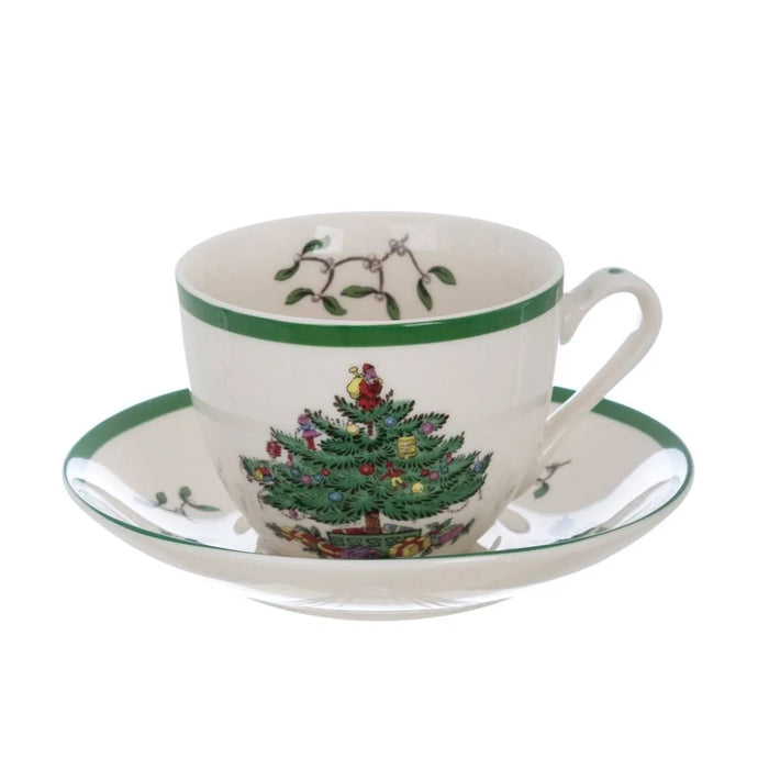 Tazza da Tè con Piattino Abies Natalis 14×7 cm Blanc Mariclò