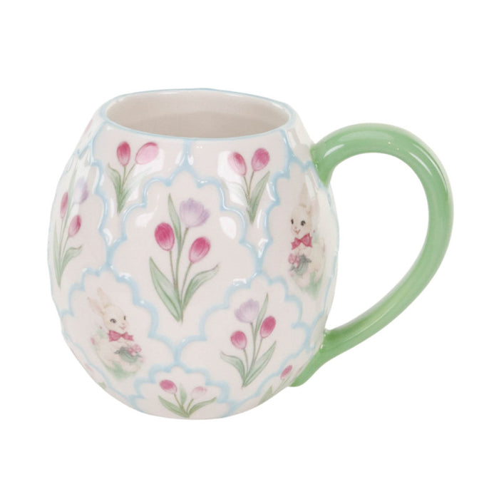 Tazza Pasquale in Dolomite con Tulipani e Coniglietto 13 cm Goodwill