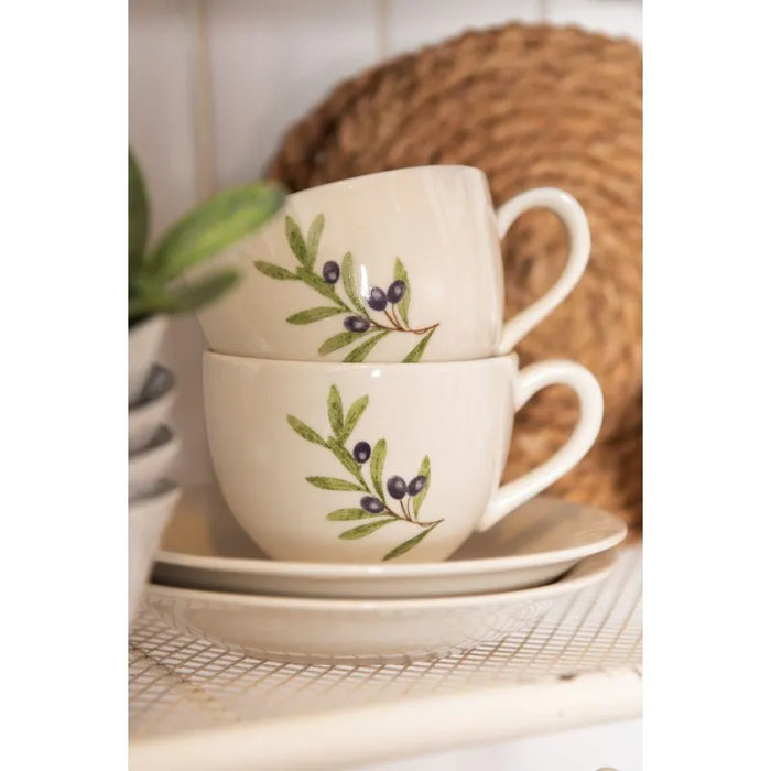 Tazza con piattino in ceramica -Olive garden - Arredo Casa da Sogno