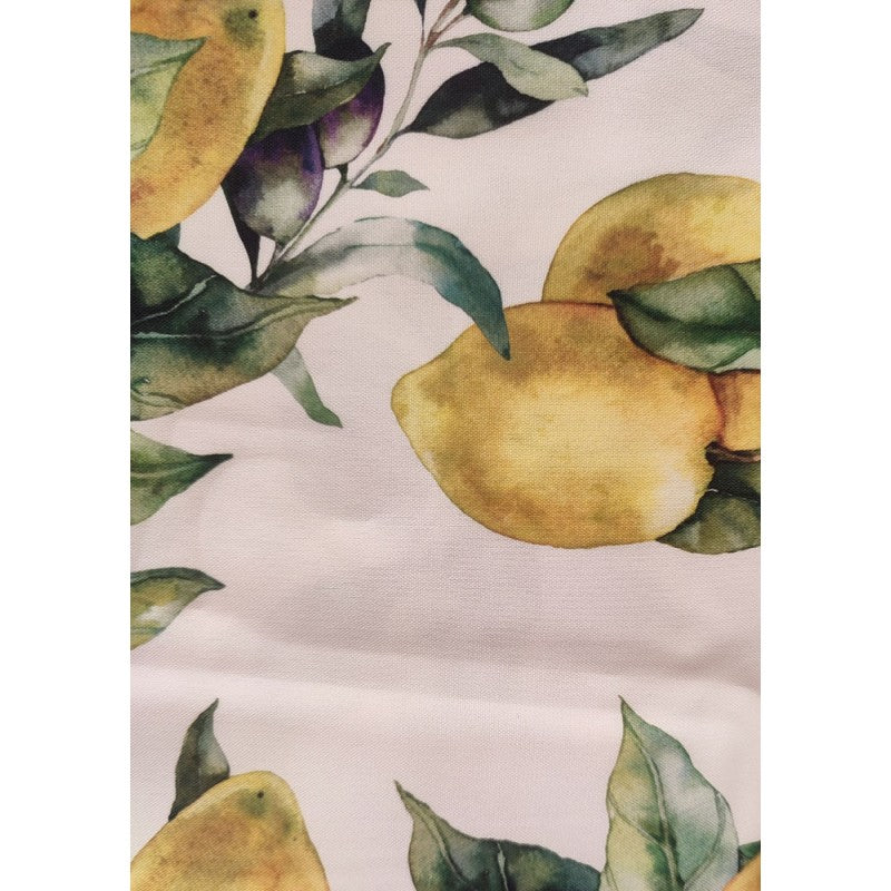 Tovaglia Antimacchia Limoni e Fiori Bianchi