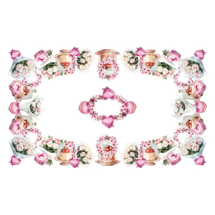 Tovaglia in Cotone Digitale Rose e Cuori – 150×180 cm