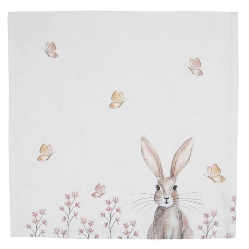 Tovagliolo in cotone con motivo coniglio -Rustic bunny 40x40 cm - Arredo Casa da Sogno
