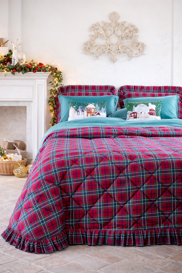 Trapunta Tartan 260x260 cm Blanc Mariclò con Federe