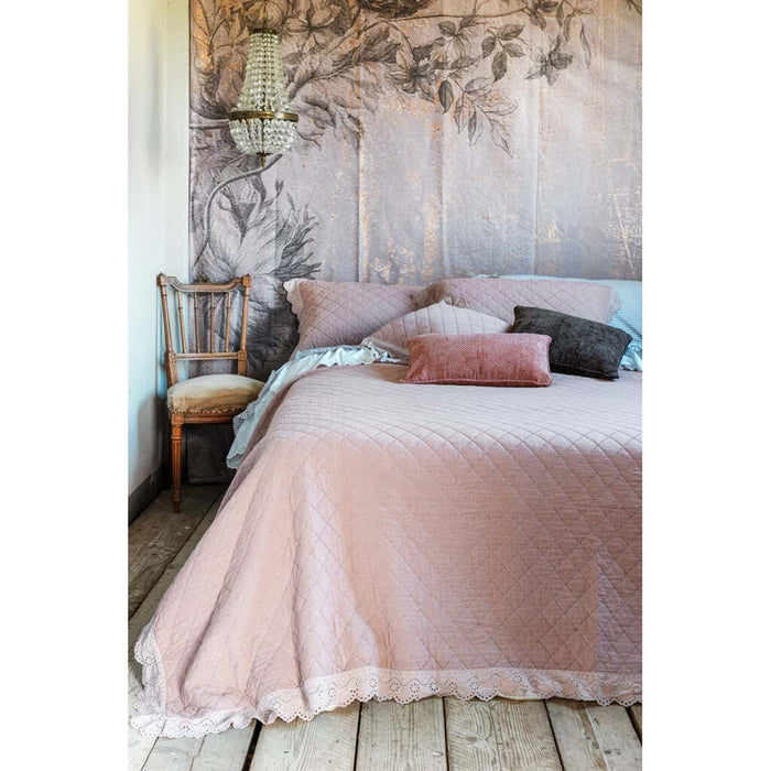 Double bed quilt with Sangallo lace and 2 pillowcases by Blanc Mariclò