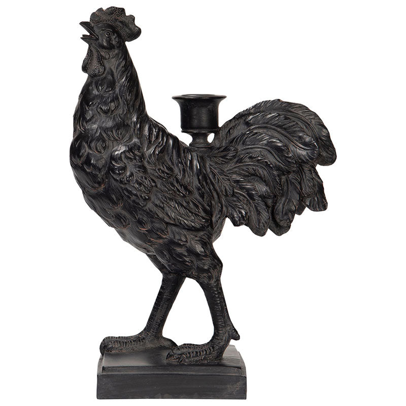 Portacandela Gallo in Ferro 32cm Stile Country