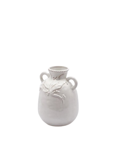 Vaso anfora con manico in ceramica bianco H 17,5 cm - Arredo Casa da Sogno