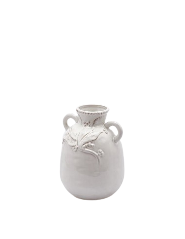 Vaso anfora con manico in ceramica bianco H 17,5 cm