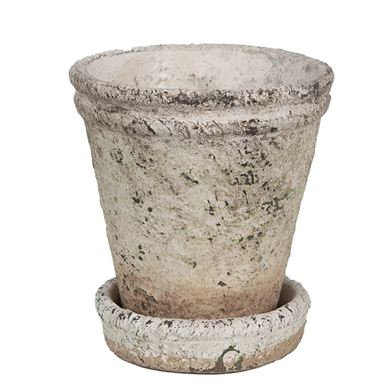 Vaso in Pietra Beige Ø11x12 cm Effetto Anticato | Clayre & Eef