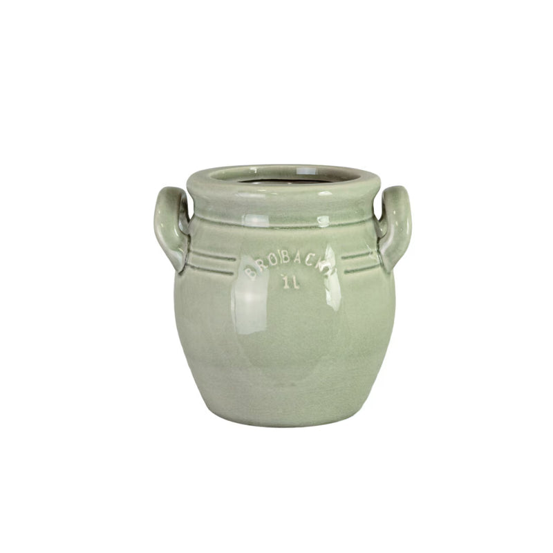 Vaso Decorativo Verde con Doppi Manici Stromshaga